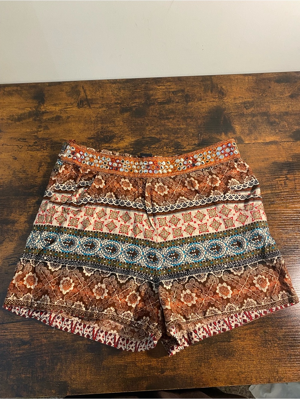 Angie Multicolor Boho Print Shorts